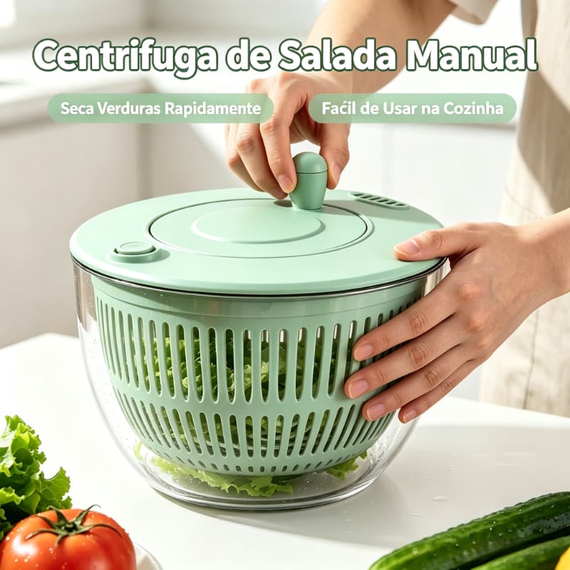 Centrífuga de Salada Manual 4L Secador de Verduras Frutas Alimentos Prático Cozinha