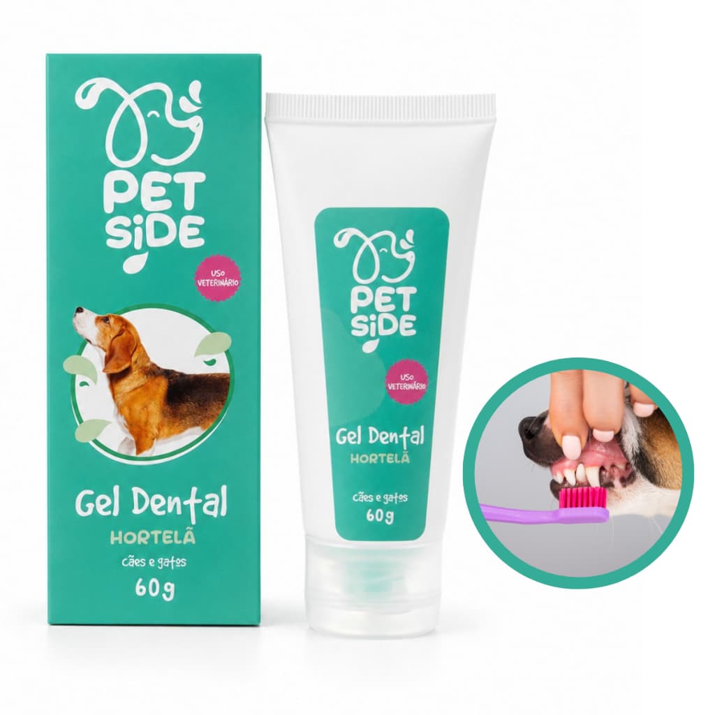 Gel dental para cães e gatos pasta de dente elimina tartáros Higiene Bucal Petside