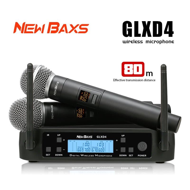 NEW BAXS GLXD4 – Sistema de Microfone Sem Fio UHF Profissional