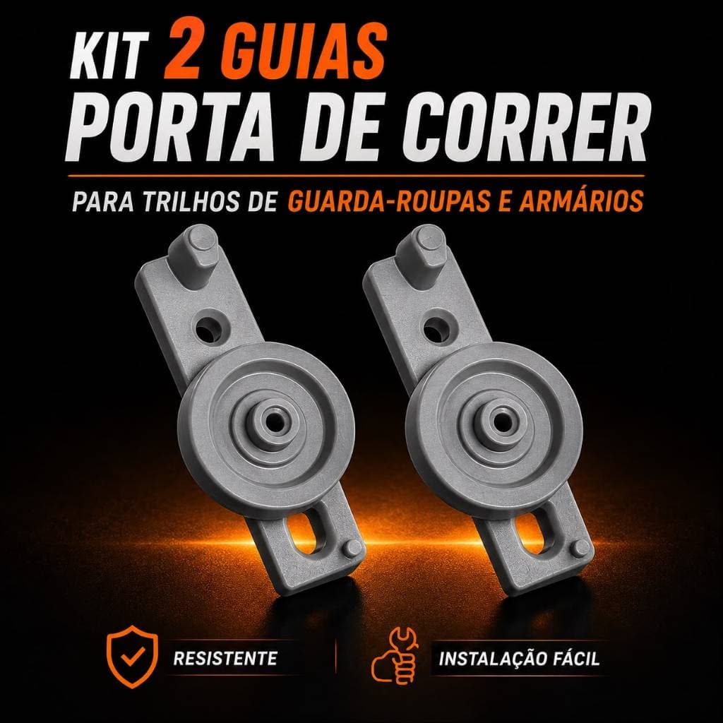 Kit 2 Guias Porta de Correr Para Trilhos Guarda Roupas e armarios Resistente Instalação Fácil
