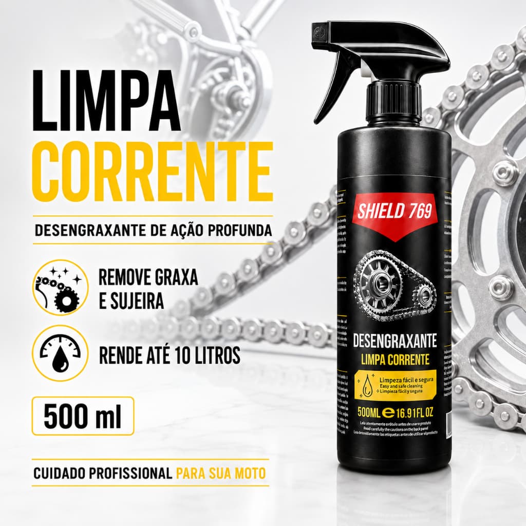 Limpa Corrente  Tira Piche Óleo Graxa - Bike Moto - 500ml Rende 10 Litros - ORIGINAL