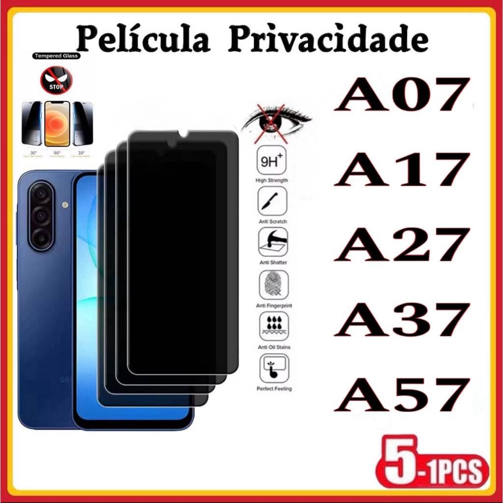 Película Privacidade 3D Vidro Temperado Anti Spy Pra Samsung A07 A17 A27 A37 A57