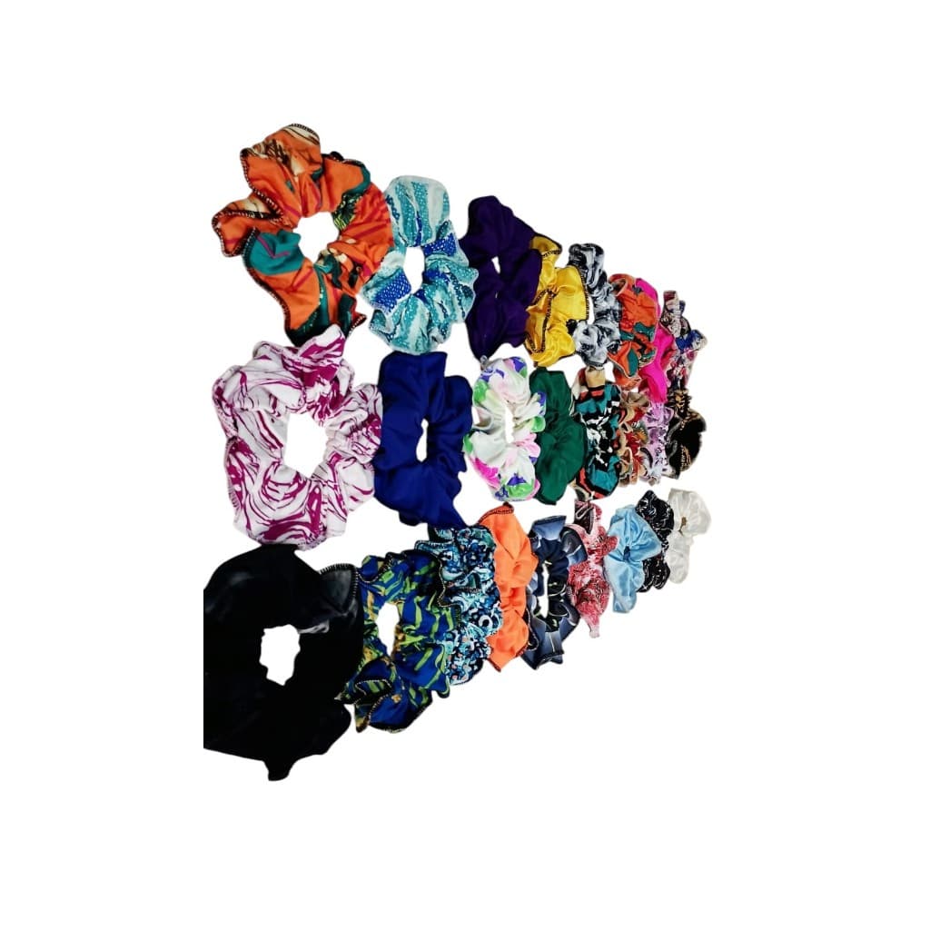 KIT 25 XUXINHAS SCRUNCHIES DE CABELO DIVERSAS CORES - ELÁSTICO DE CABELO FEMININO