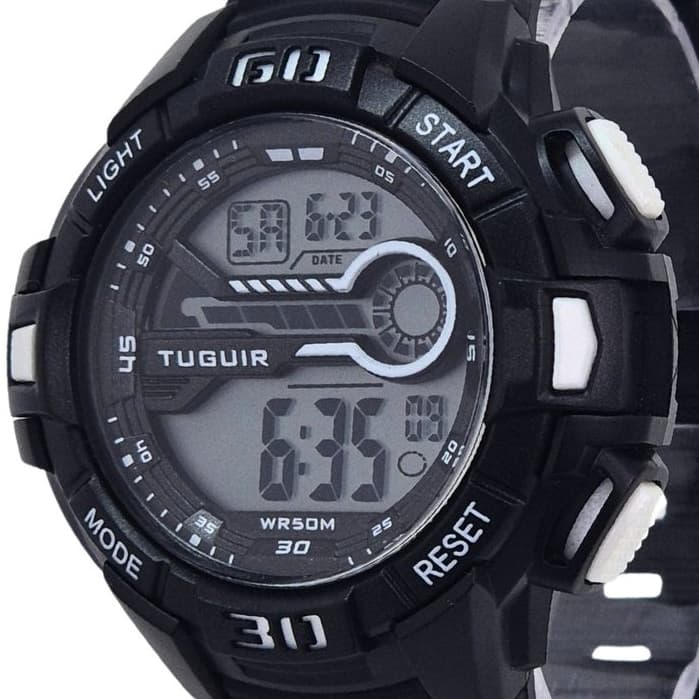 Relógio Masculino Tuguir Digital TG30463 Preto e Branco (Resistente à água 5ATM, Esportivo, Despertador, Cronômetro)