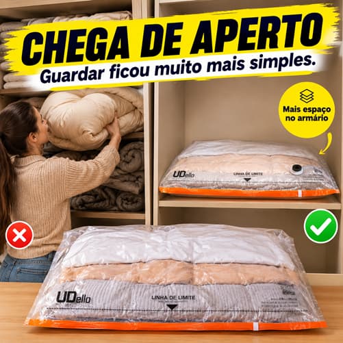 Saco a Vácuo Bag GG 80x100cm com Válvula para Roupas Cobertores Edredons Organização