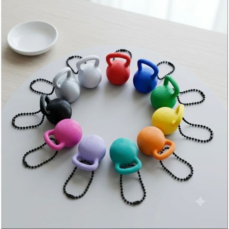 Mini Kettlebell Porta Joia Chaveiro Crossfit Fitness - Unitário ou Kit com 10 Unidades (Cores Aleatórias)