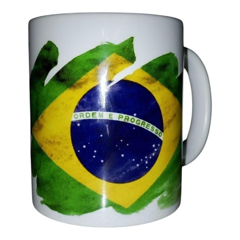 CANECA DE PORCELANA BRASIL ACIMA DE TUDO – CANECA DECORATIVA PARA CAFÉ E BEBIDAS – PRESENTE
