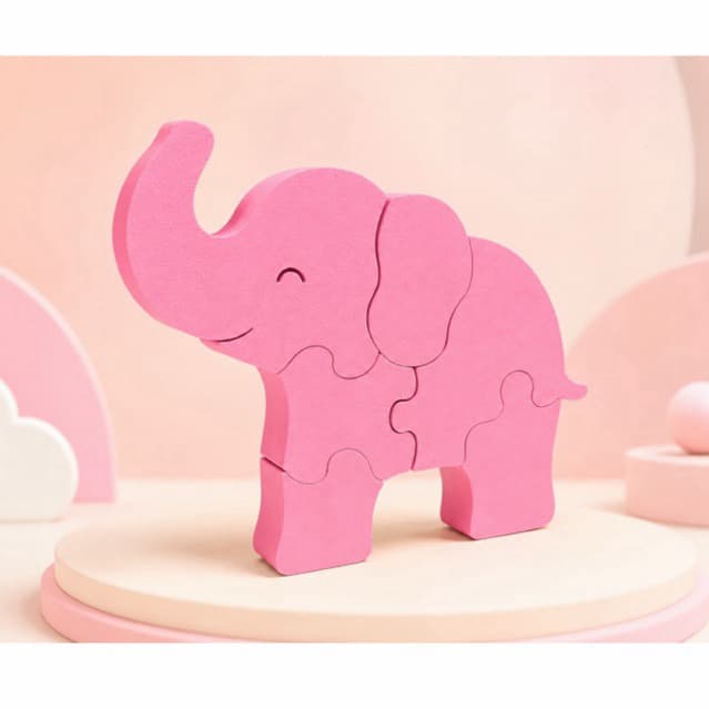 Quebra Cabeça Elefante 3D Infantil Brinquedo Educativo Montessori Pedagógico de Encaixe