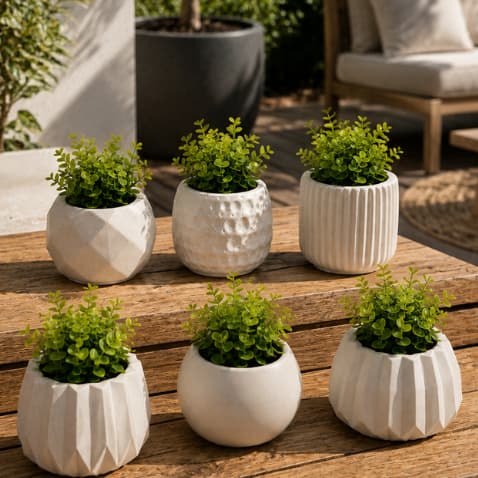 Conjunto Decorativo até 8 Vasos Com Planta Artificial e Sem, Gesso