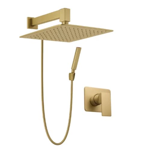 Chuveirão Dourado Fosco 30x30 +1 Registro Monocomando