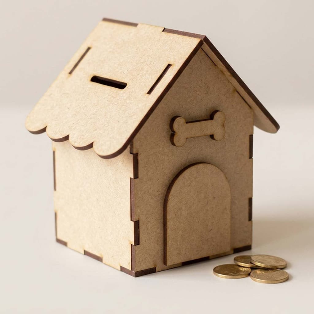 Kit 8 cofrinho casa Casinha Cachorro 12,5cm mini cofre mdf cru lembrancinha Festa Pet Dog artesanato