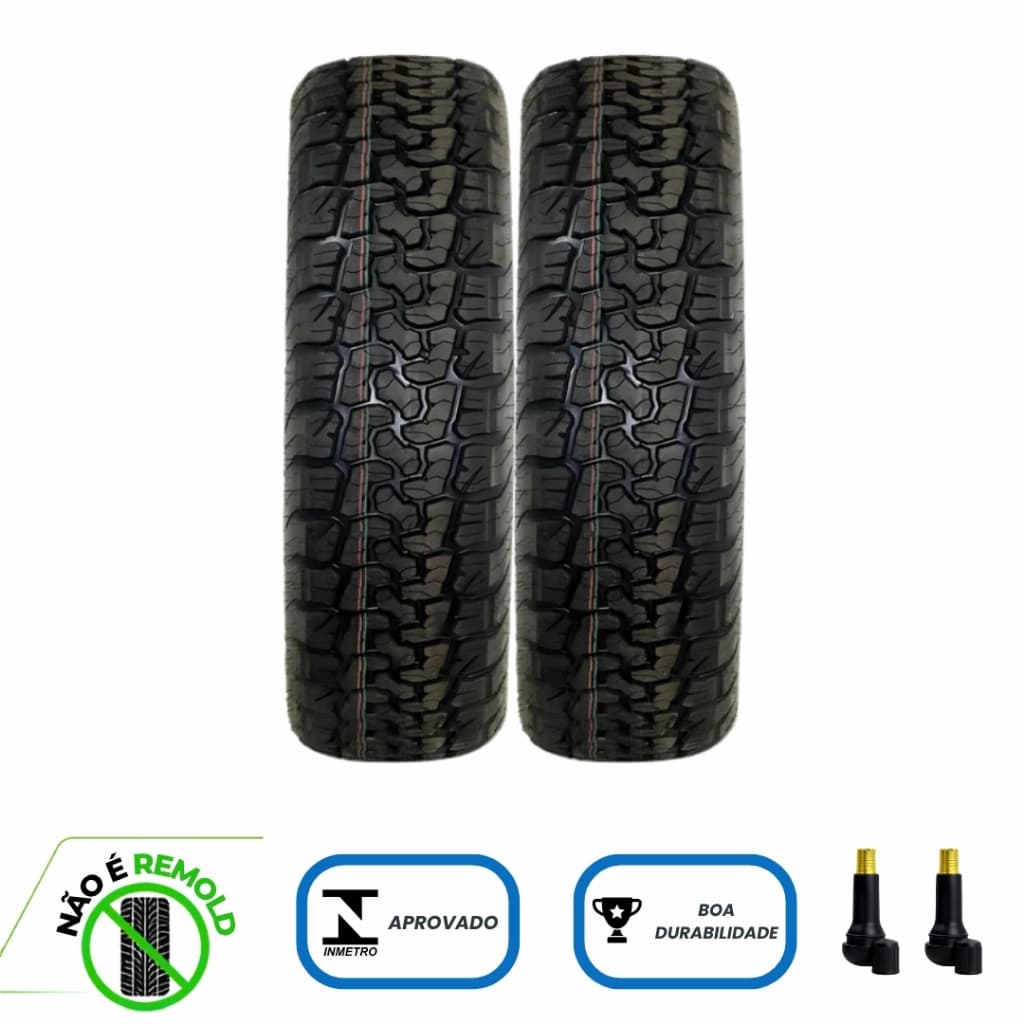 Kit 2 Pneus 205/65 R15 Reforçado Banda de Rodagem Mista Borrachudo | Treadwear 400