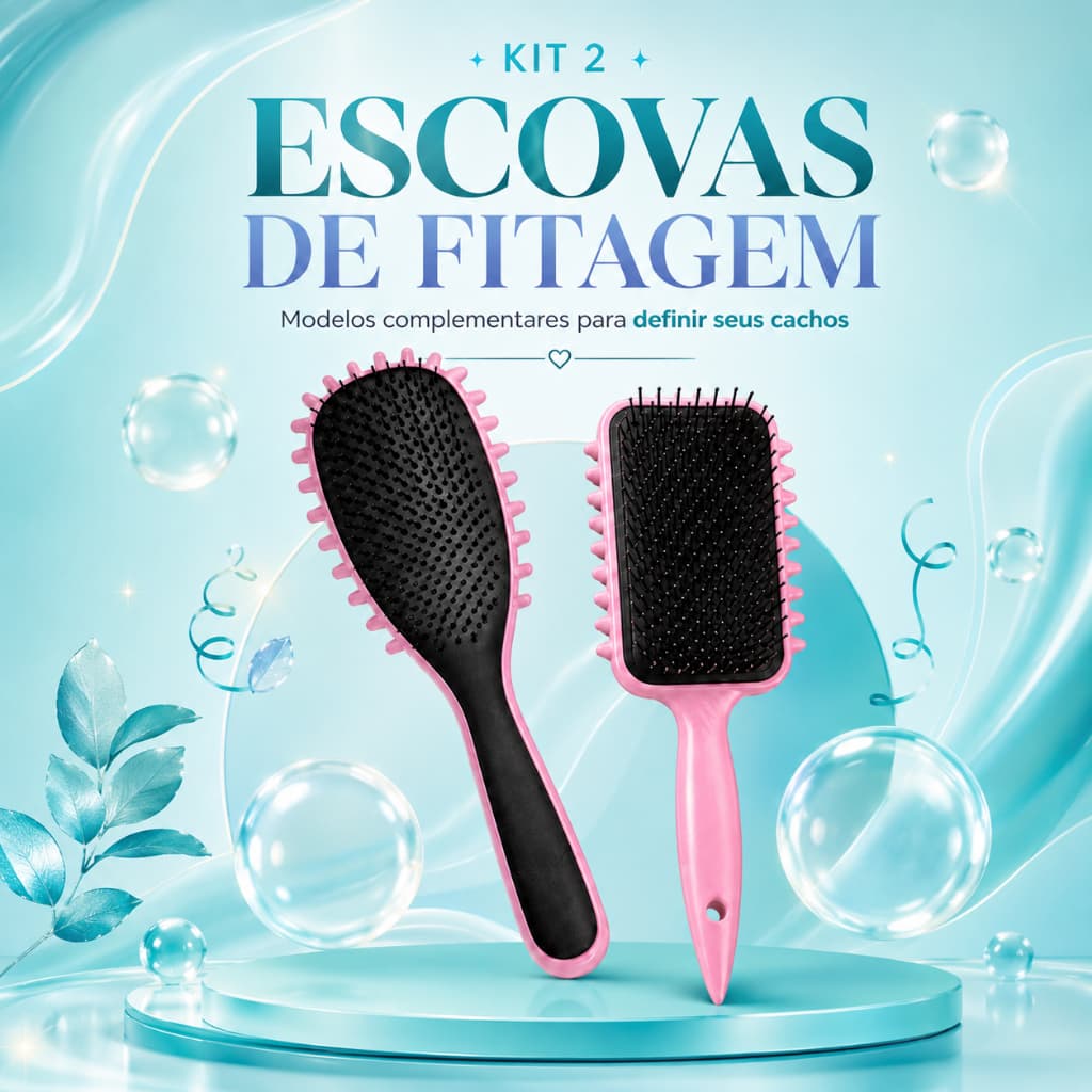 Kit 2 Escovas Fitagem Ondas Cabelos Cacheados Ondulados Crespos Finalização Profissional