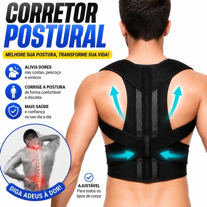 Corretor de Postura Cinta Postural com Suporte Lombar Ajustável