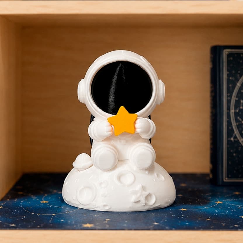 Enfeite Astronauta Sentado Na Lua Estrela Decoração Quarto Estante Setup Gamer Presente