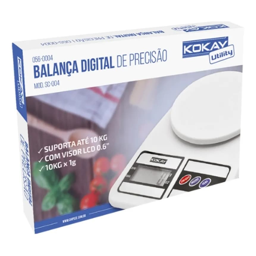 Balança De Cozinha Digital - Até 10kg- Com Pilha.