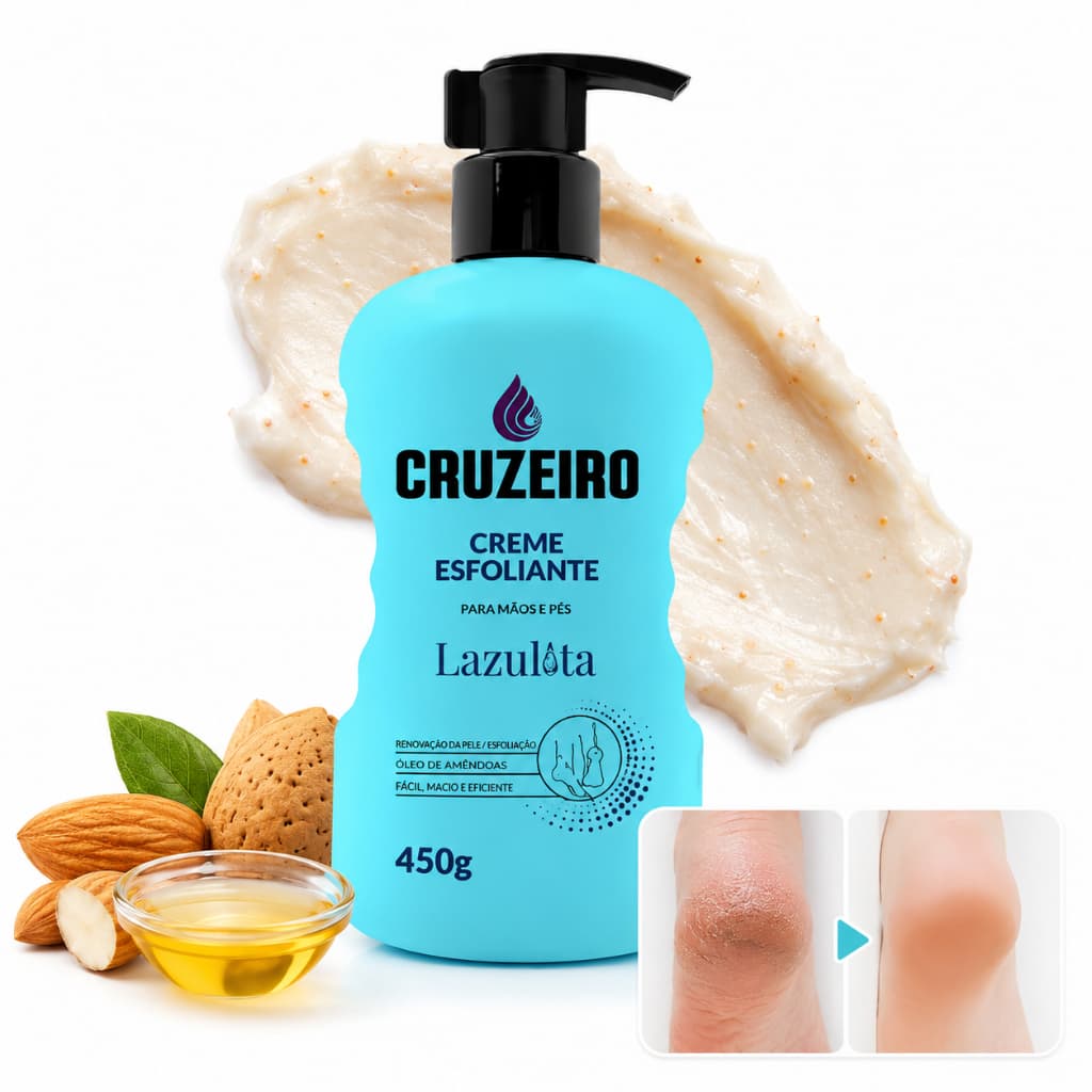 Creme Esfoliante Mãos e Pés Cruzeiro 450g com Óleo de Amêndoas Hidratante Renovador Tira Pele Morta