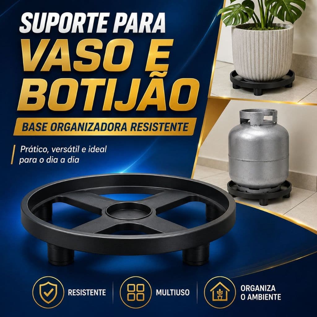 Kit  Suporte Para Botijão de Gás Vaso de Plantas Base Organizadora