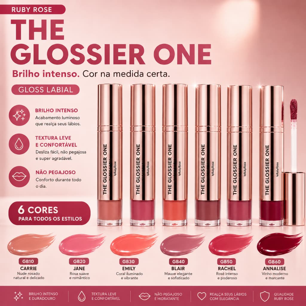 Gloss Labial The Glossier One Ruby Rose Linha Blow Brilho Intenso Não Pegajoso