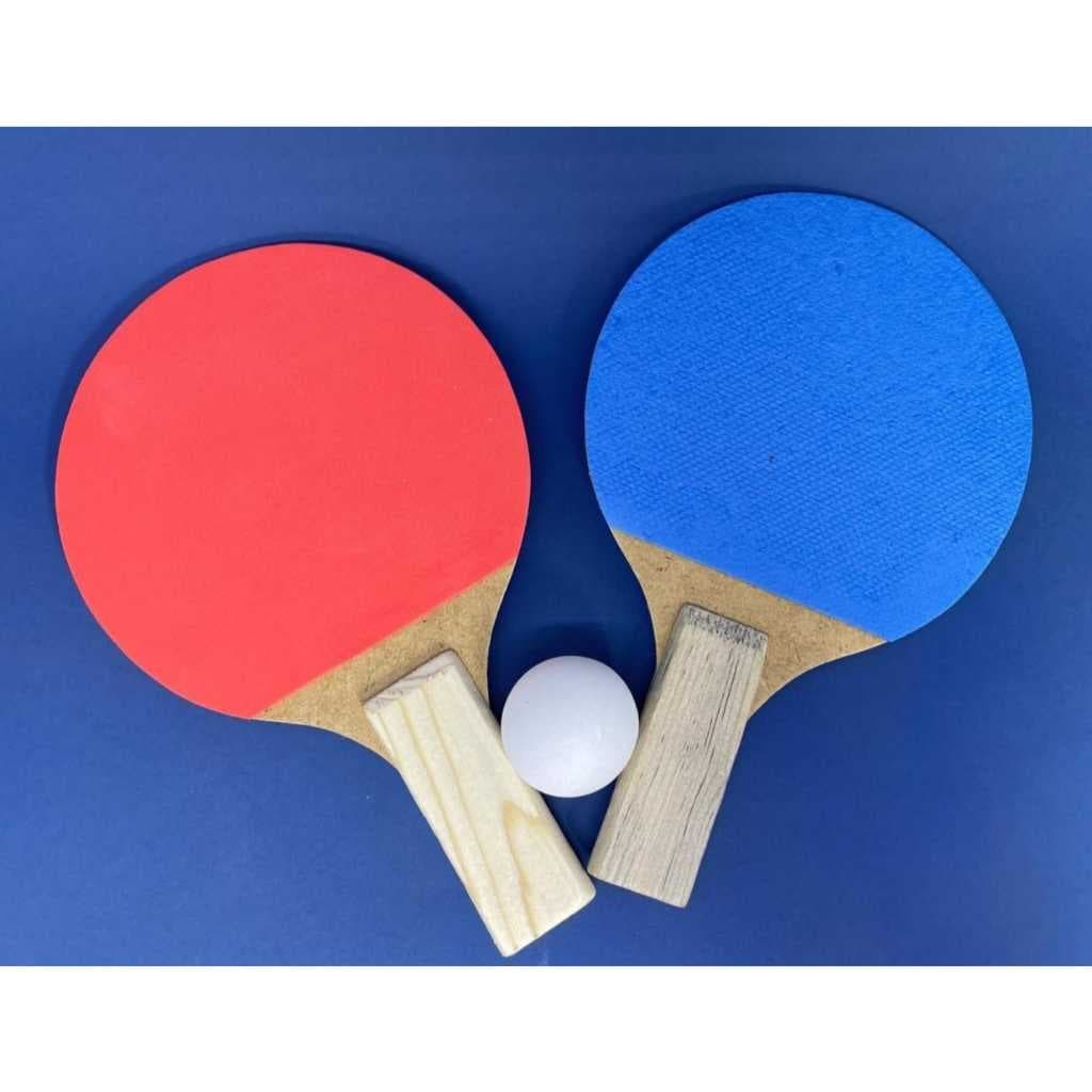 Kit 2 Raquetes Ping Pong Tênis De Mesa + 1 Bolinha Cores Sortidas