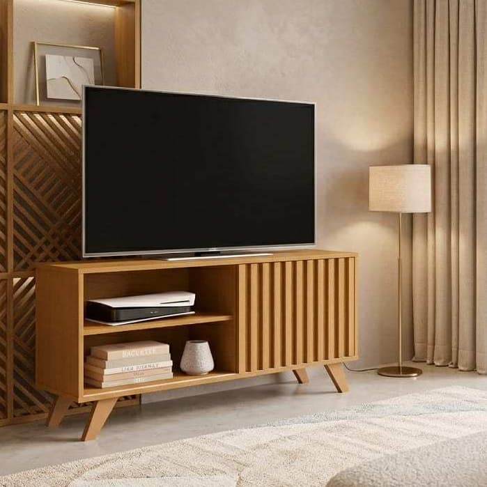 Estante Rack para TV com porta de correr moderno 116cm - Heloisa