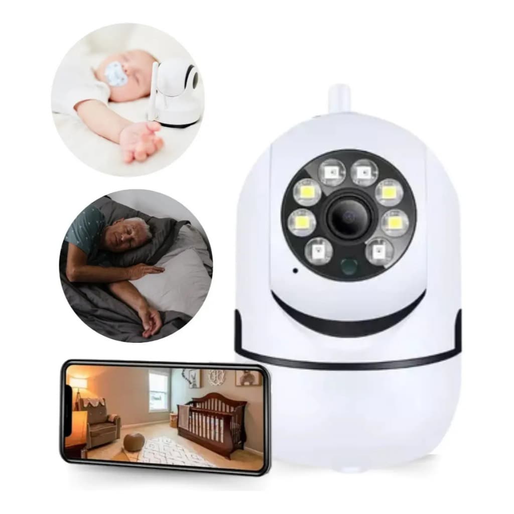 Câmera Babá Eletrônica Full HD WiFi com App Visão Noturna Infravermelho Sensor Monitoramento
