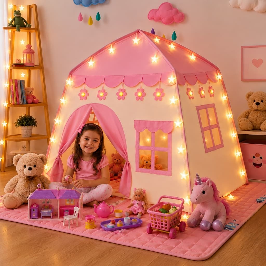 Barraca Tenda Infantil Com Led Dobrável Diversão Garantida
