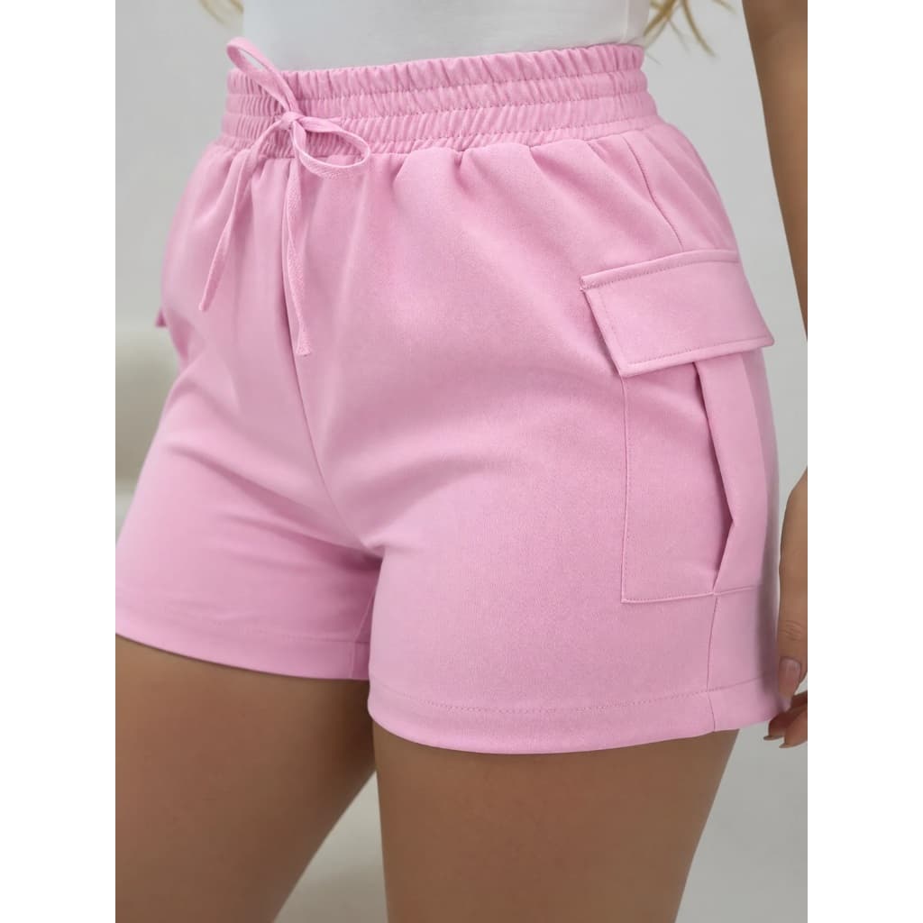 Shortinhos Bermuda Feminina Cargo Cintura Alta Soltinho Leve Moderno Tendência Perfeito