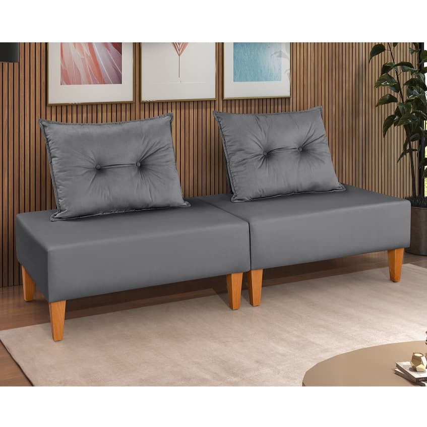 Sofá Cama Dobrável Portátil Para Pequenos Espaços - Produto a Pronta Entrega Premium Cinza