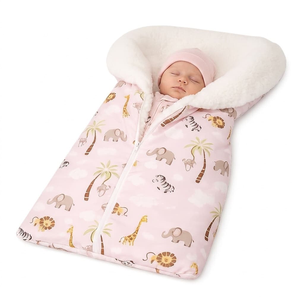 Saco de Dormir Bebê Com Sherpa Quentinho Safari Balão Saída da Maternidade Soft Promoção Viagem