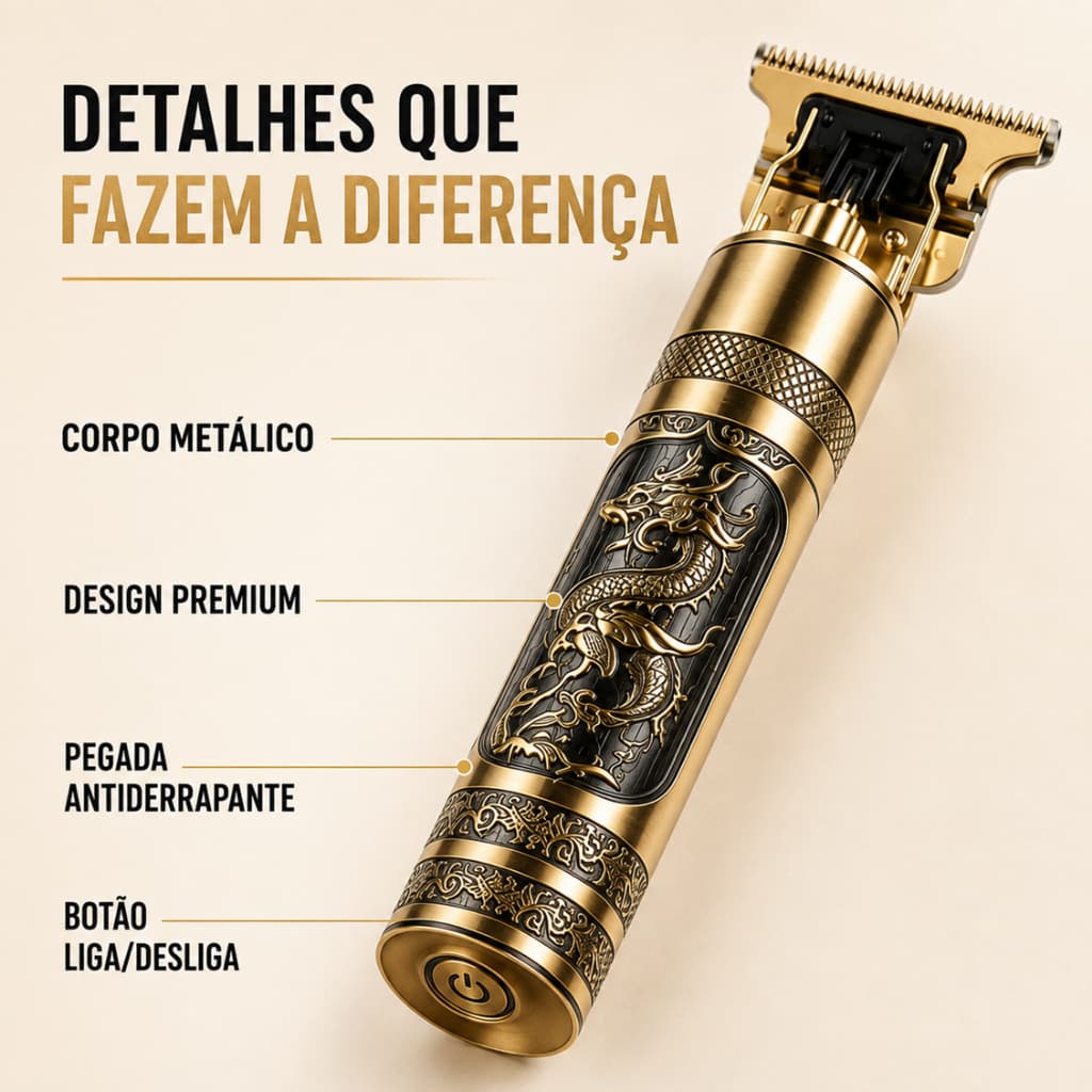Máquina de Acabamento Profissional Aparador de Cabelo e Barba Sem Fio Lâmina T Recarregável USB 1200mAh