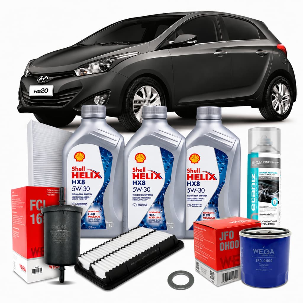 Kit Revisão Troca de Óleo 5w30 Hyundai HB20 1.0 12v 3cc 80cv Aspirado 2012 2013 2014 2015 2016 2017 2018 2019