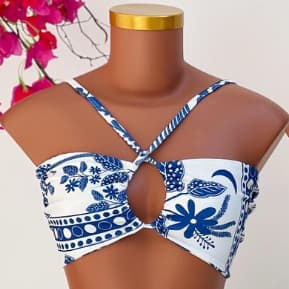 Top Luz - Blusa Cropped Estampado Inspiração Flor Moda Blogueira Top Cruzado