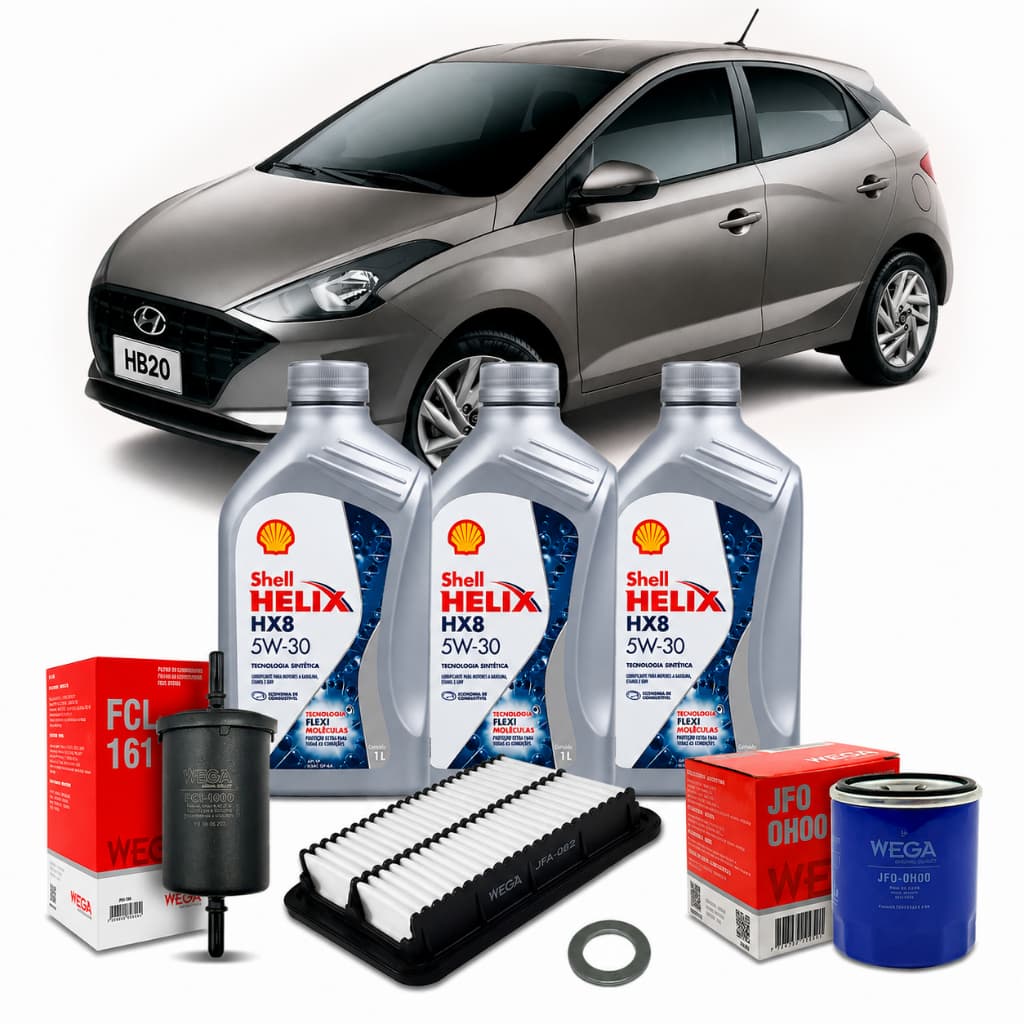 Kit Revisão Troca de Óleo 5w30 Hyundai HB20 1.0 12v 3cc 80cv Aspirado 2020 2021 2022 2023 2024