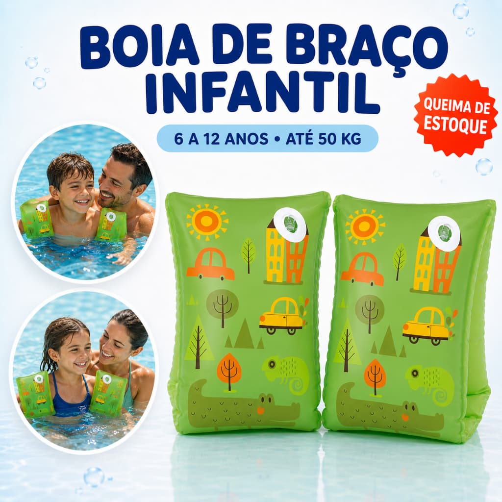 Boia De Braço Infantil Inflável 6 A 12 Anos Ate 50kg - Mor  Azul/Rosa/Verde Piscina Proteção Premium