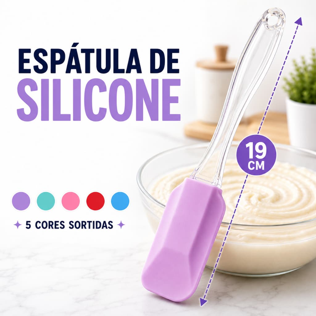 Espátula de Silicone Pequena 19cm Pão Duro Flexível para Bolo Massa Brigadeiro Creme Confeitaria Cozinha prática