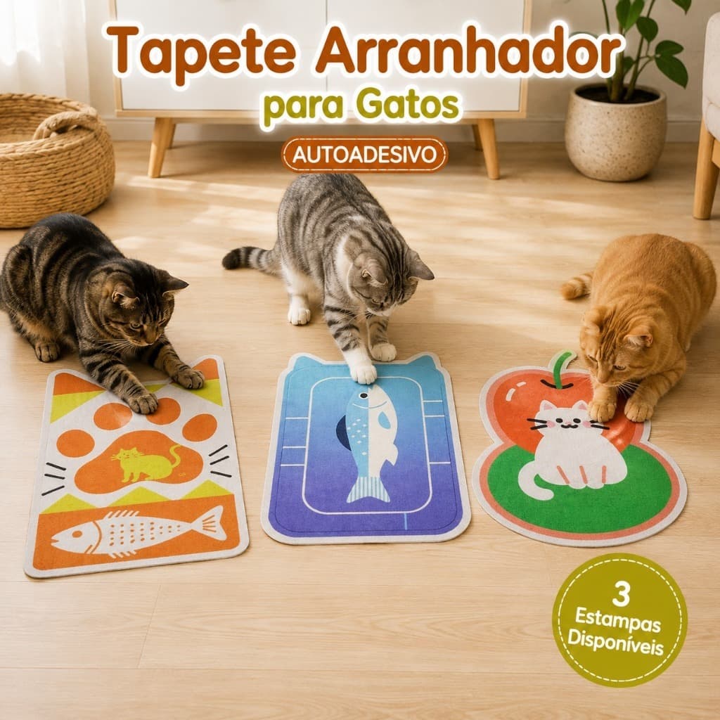 Tapete Arranhador para Gatos Autoadesivo Protetor de Sofá Parede e Móveis