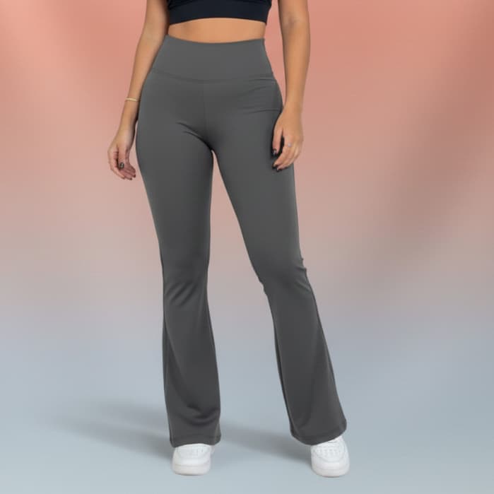 Calça Flare Fitness Academia Feminina Legging Bailarina Suplex Zero Transparência Cós Alto M G GG