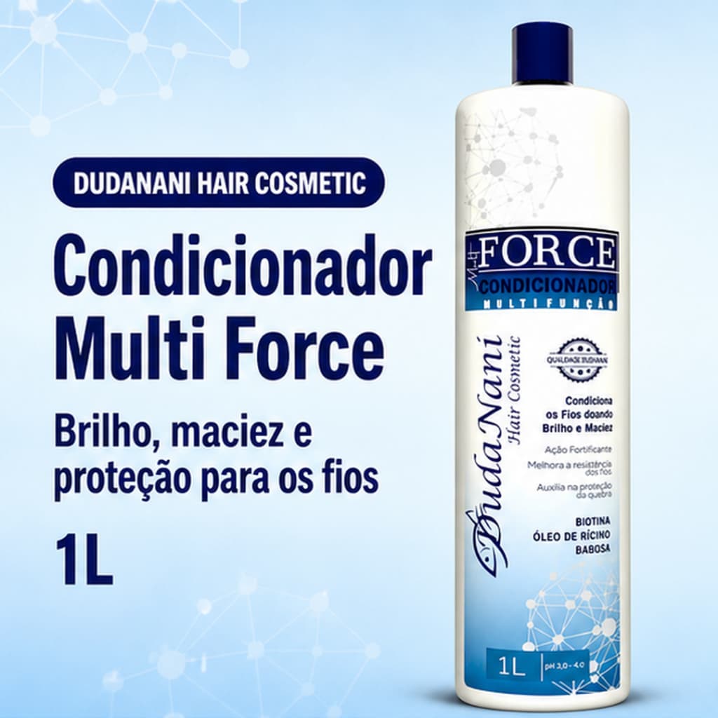 Condicionador Multi Force Dudanani Fortificante 1L Óleo de Rícino Biotina Babosa