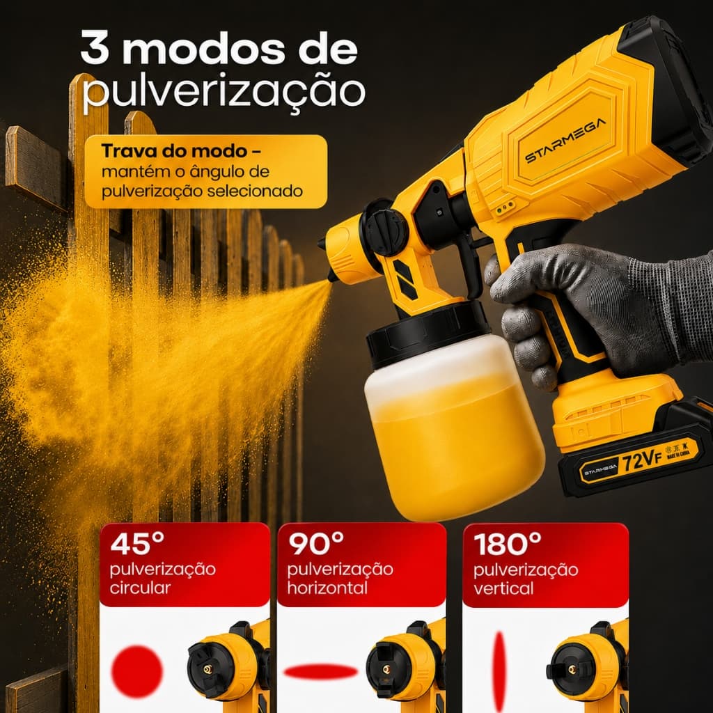 Kit 5 Pistola Pulverizadora Elétrica Recarregável 110V/220V 1000ml, 2 Baterias para Projetos DIY e Pintura Residencial