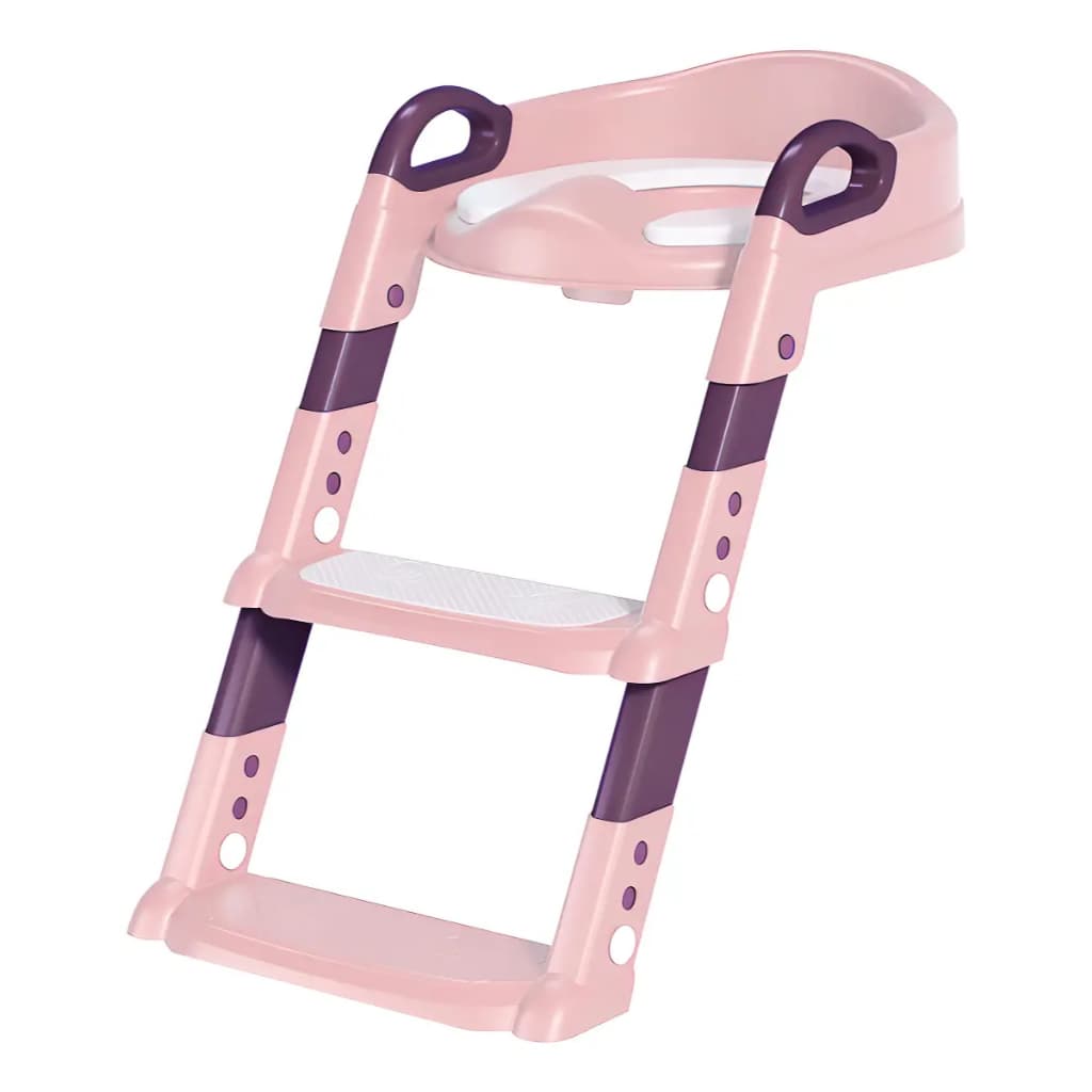 Troninho Suporte Dobrável Infantil Escadinha Vaso Sanitário Cor Rosa Lisa Liso