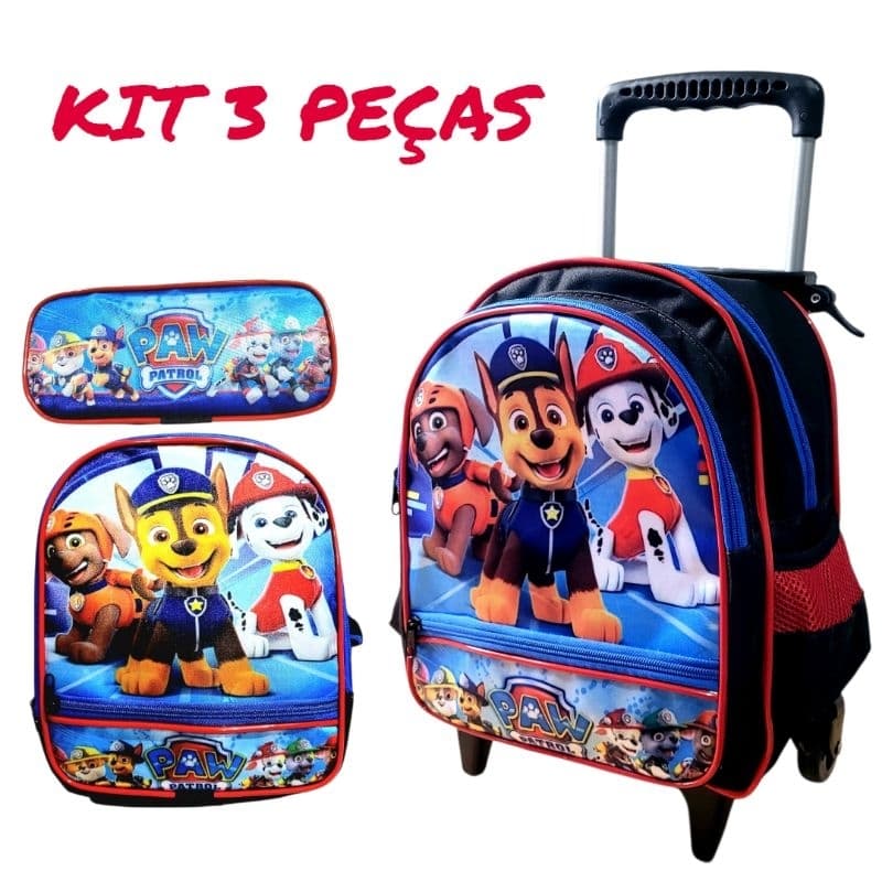 Kit Escolar Infantil Creche Pequena Com Rodinha Meninos