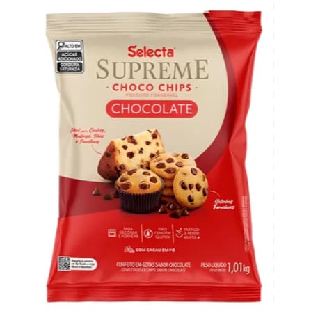 CHOCO-CHIPS SUPREME SABOR CHOCOLATE PARA COOKIES E BOLOS 1,01KG SELECTA MIX