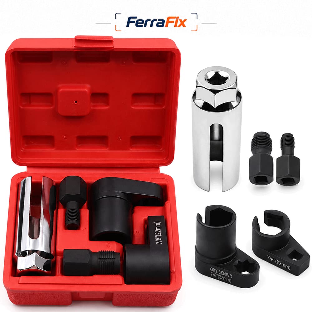 Kit Ferramenta Sonda Lambda 22mm 5 Peças Soquetes + Macho Reparador de Rosca Mecânico