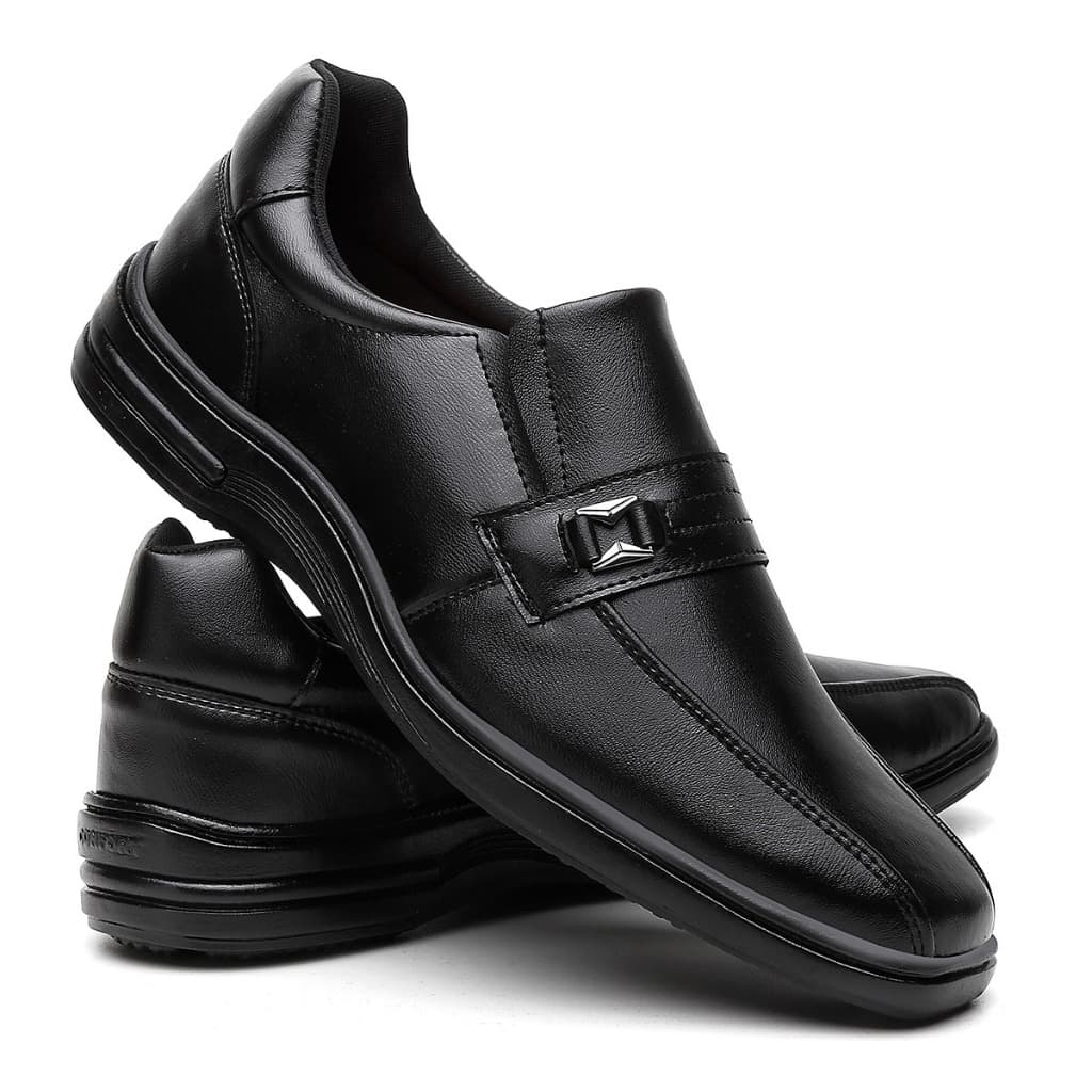 Sapato Social Detalhe Metal Anatômico Moderno Palmilha Confort Preto Antiderrapante
