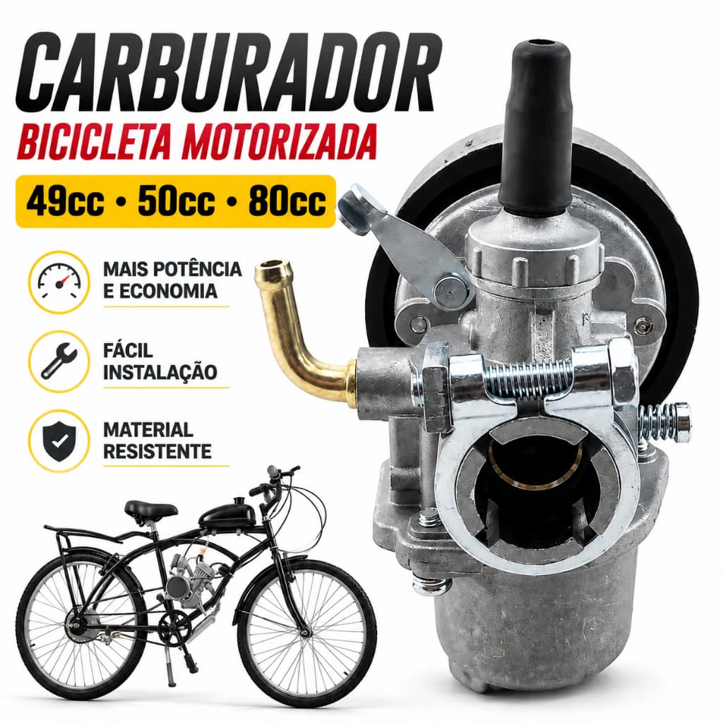 Carburador Bicicleta Motorizada Bicimoto 80cc 49cc 50cc Novo