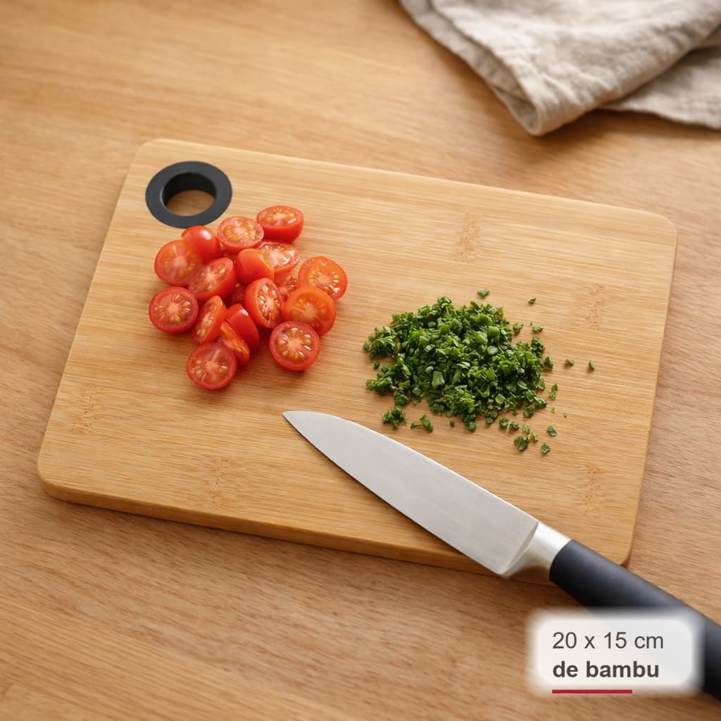 Tábua De Corte De Bambu Para Cozinha Hauskraft 20x15cm Tábua De Bambu Natural