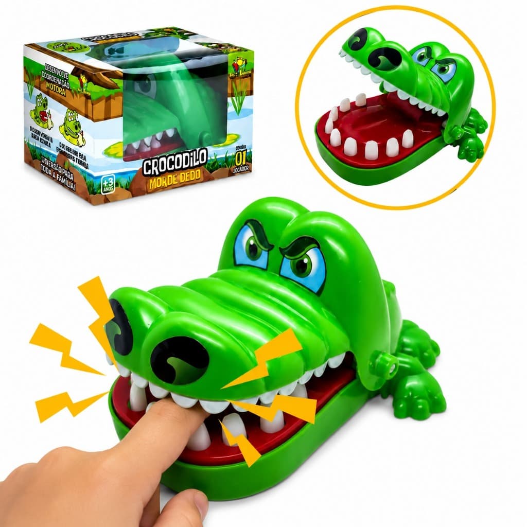Brinquedo Crocodilo Morde Dedo Jogo Divertido Infantil Desenvolve Coordenação Motora