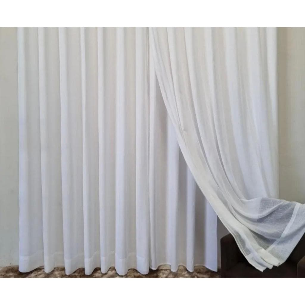 Cortina 2m x 2,40 Com Forro Voil Linho e Microfibra Ideal Para Sala Quarto decoração do lar