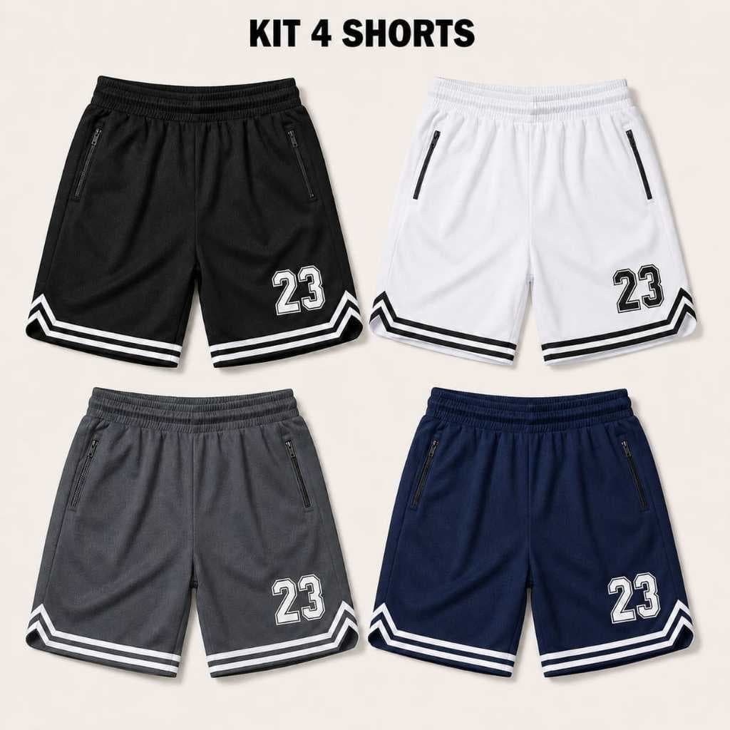 Kit 4 Shorts Masculino Basquete Dry Fit Fitness Academia Treino Verão Confortavel Macio Em Promoção